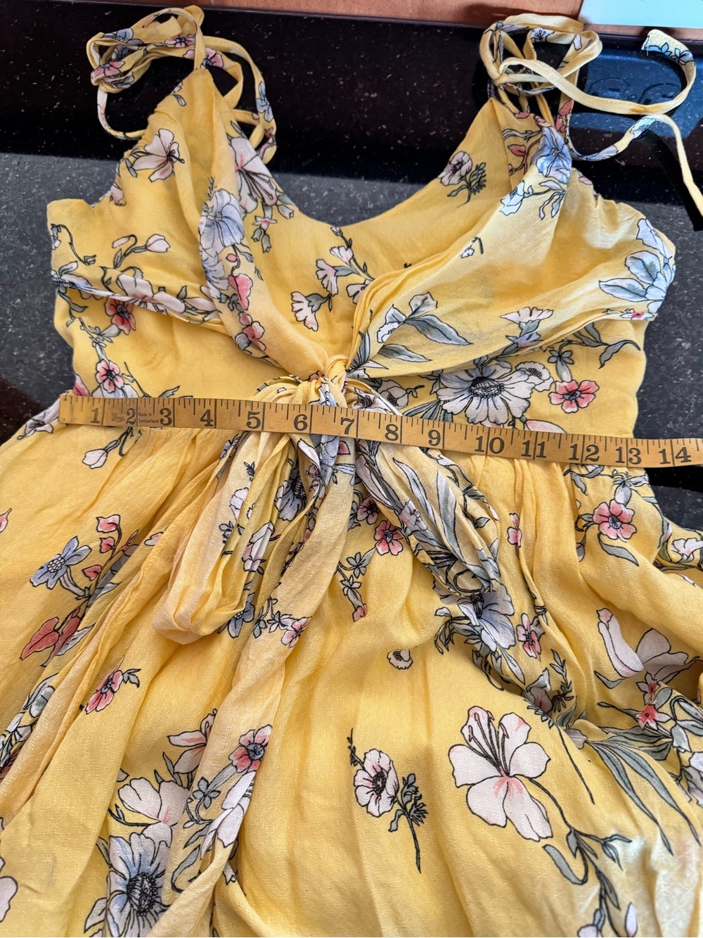 Lulus Yellow Floral Tie-Front Sundress. Size xs
